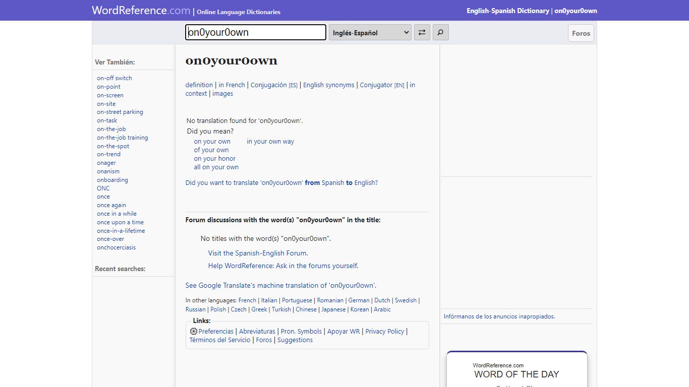 on your own - English-Spanish Dictionary - WordReference.com